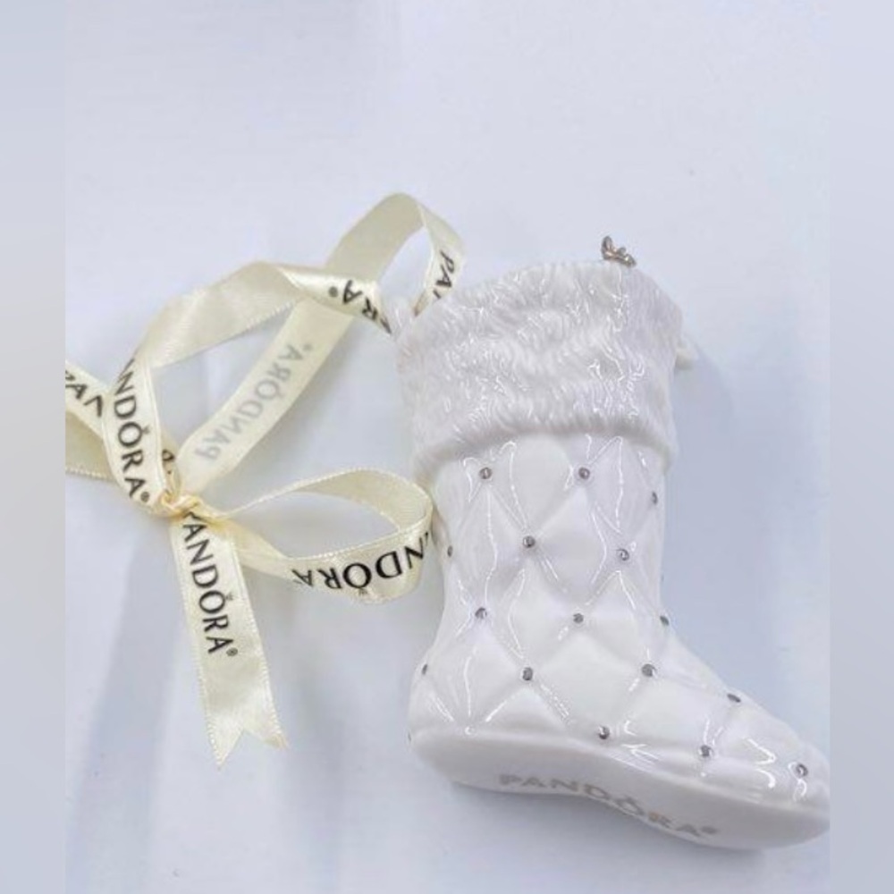 Pandora White Ceramic Stocking Ornament